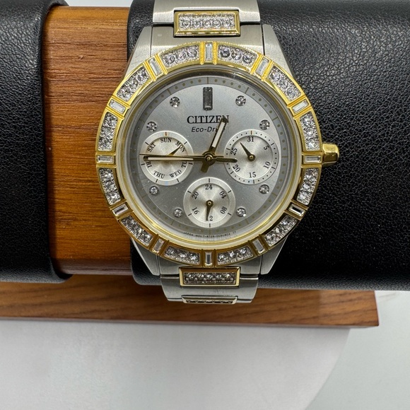 Citizen Eco Drive Crystal Two Tone Stainless Steel Ladies Watch